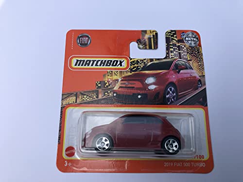 Matchbox 2021 19/100 2019 Fiat 500 Turbo Metálico Rojo (tarjeta corta)