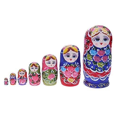 Matryoshka decoración 10 unids / set Encantador ruso Matryoshka Muñecas de madera Nesting Babushka Pintura a mano rusa para niño Juguete Regalo bebé Muñeca artesanal Decoración para el hogar Muñecas R