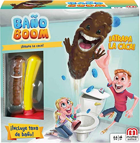 Mattel Games - Baño Boom, Atrapa la Caca, Juego de mesa infantil (FWW30), versiones surtidas