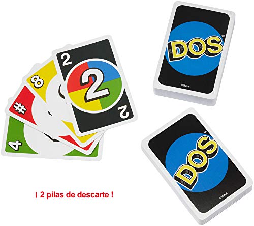 Mattel Games DOS, juego de cartas de UNO, edad recomandada 7 - 10 años (Mattel FRM36)