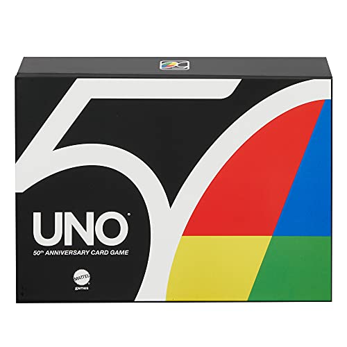 Mattel Games Juego de cartas UNO 50 aniversario, juego de mesa con acabado premium (Mattel GXJ94)