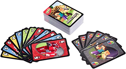 Mattel Games Juego de cartas UNO Minecraft, juego de mesa para niños + 7 años (Mattel FPD61)