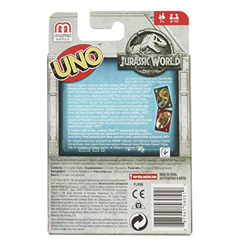 Mattel Games UNO Jurassic World, juego de cartas (Mattel FLK66)