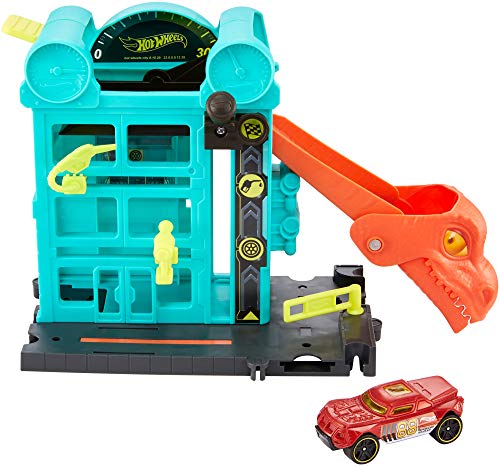 Mattel Hot Wheels-City Dino-Ataque al Garaje, Parking Juguetes Coches niños +4 años, Multicolor GBF91