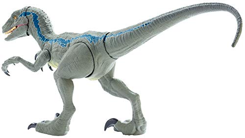 Mattel - Jurassic World Velocirráptor Blue Supercolosal, Dinosaurio de Juguete (Mattel GCT93)