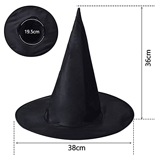 McNory Sombrero de bruja negro de Halloween de 8 piezas, Accesorios de Disfraz de Bruja de Halloween Sombrero de Mago Mágico de Fiesta de Halloween, para fiestas de Halloween y fiestas de carnaval.