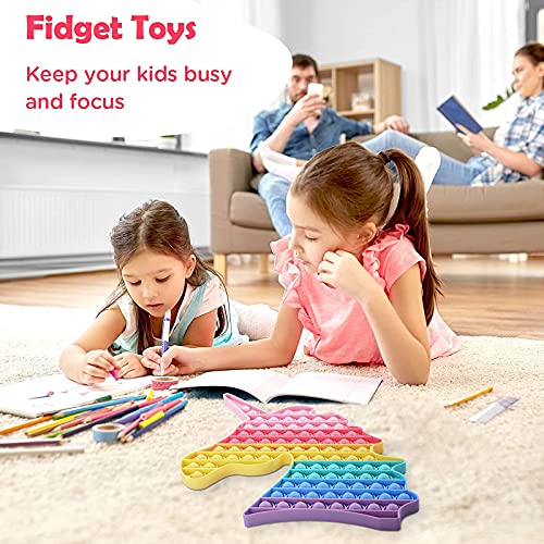 MDJEWV Pop Gigante it Fidget Toy, Pūsh Pǒp Bubble sensoriales Fidget Toys Antistress Among us Juego Juguetes, Popit Grande Juguete antiestres Juego para niños Adultos Autismo(Uni-cornio 30*30cm)