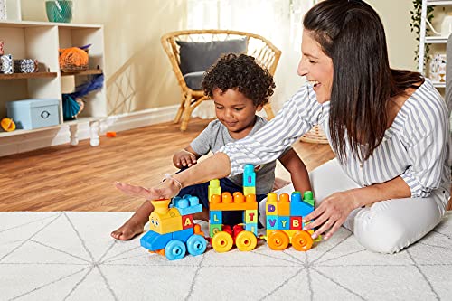 Mega Bloks Tren musical ABC, juguete de construcción para bebé + 1 año (Mattel FWK22)