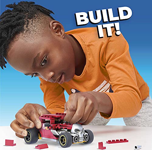 Mega Construx Hot Wheels Bone Shaker Coche de juguete de bloques de construcción, incluye figura, para niños +5 años (Mattel GVM29)