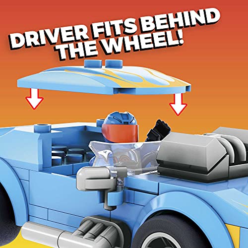 Mega Construx Hot Wheels Camión de transporte y coche Vehículos de juguete de 180 bloques de construcción con 2 figuras Mattel GYG66