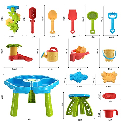 Mesa de arena y agua para niños 3 en 1 – Playa Play Actividad Mesa Sandbox con cubierta para niños pequeños mesa sensorial juguetes de playa para niños jugar mesa de arena