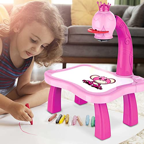 Mesa De Proyector De Dibujo Para Niños, Escritorio De Aprendizaje Infantil Con Juego De Pintura De Luz De Proyector Inteligente, Máquina De Pintura De Proyección Para Niño Niña De 3 A 8 Años