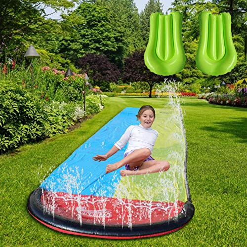 MEYENG Tobogán De Agua Juguete, Doble Chorro De Tobogán Agua, Tren Doble Agua Tobogán, Agua Juguete Jardín Resbaladilla Pista, Deslizante Hinchable También Adecuado para El Agua Juguete 480x140cm