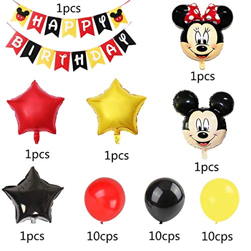 Mickey y Minnie Party Decorations, Mickey Party Globos Decoraciones de cumpleaños de Mickey Mouse para Niños Cumpleaños de Chicas Baby Shower