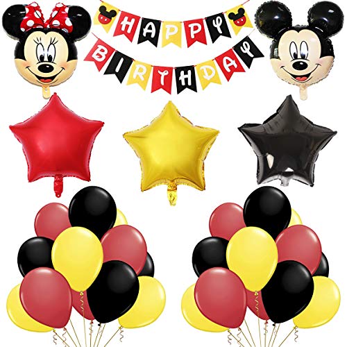 Mickey y Minnie Party Decorations, Mickey Party Globos Decoraciones de cumpleaños de Mickey Mouse para Niños Cumpleaños de Chicas Baby Shower