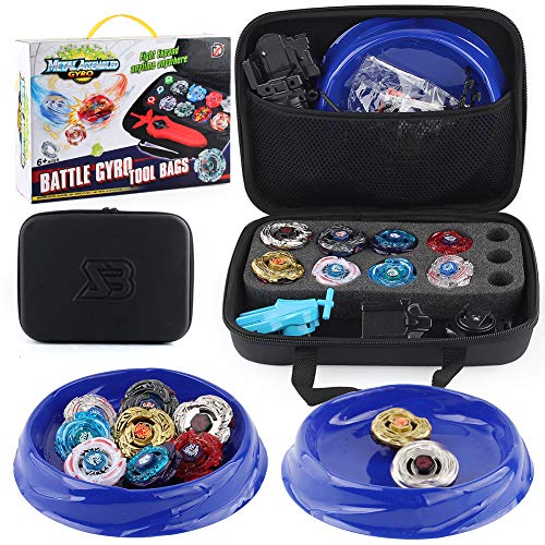 MIKLL 8 Pcs Peonzas Juguetes Conjunto, con Estuche Portátil, Gyro Spinner con 2 Burst Turbo Launcher Set, Cumpleaños, Navidad Regalo, Regalo de año Nuevo para los Niños