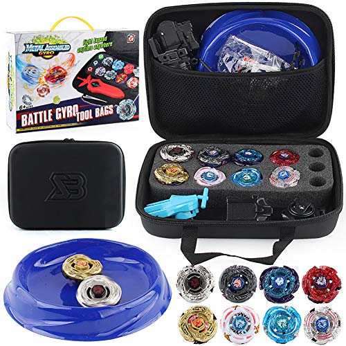 MIKLL 8 Pcs Peonzas Juguetes Conjunto, con Estuche Portátil, Gyro Spinner con 2 Burst Turbo Launcher Set, Cumpleaños, Navidad Regalo, Regalo de año Nuevo para los Niños