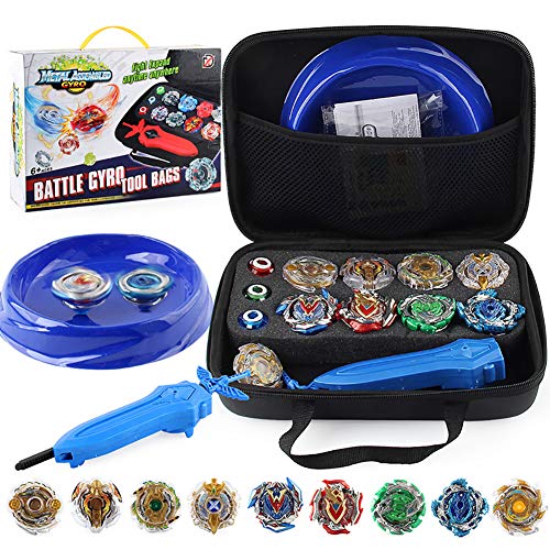 MIKLL 9 Pcs Peonzas Juguetes Conjunto, con Estuche Portátil, Gyro Spinner con 2 Burst Turbo Launcher Set, Cumpleaños, Navidad Regalo, Regalo de año Nuevo para los Niños