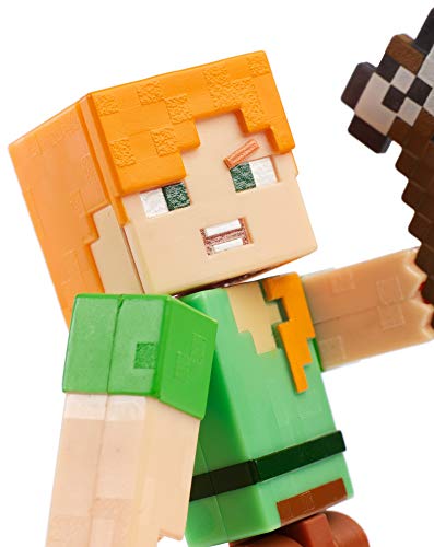 Minecraft Alex, figura de acción con libro de historietas para niños y niñas +6 años (Mattel GCC12)