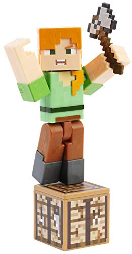 Minecraft Alex, figura de acción con libro de historietas para niños y niñas +6 años (Mattel GCC12)