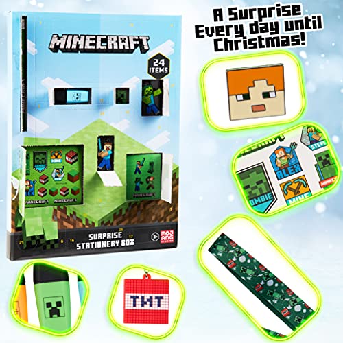 Minecraft Juguetes, Calendario de Adviento 2021, Calendario Adviento para Niños, 24 Sorpresas de Papelería Niños