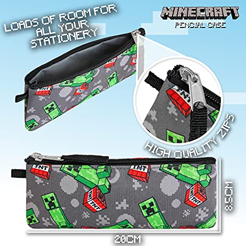 Minecraft Set Mochilas Escolares 6 Piezas, Incluye Mochila Escolar, Estuche y Bolsa Termica