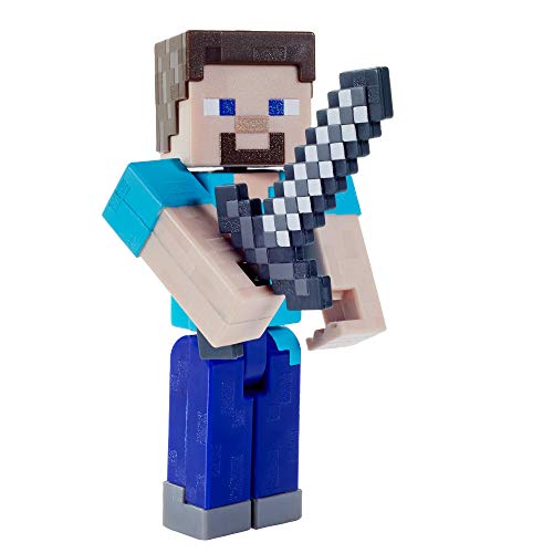 Minecraft Steve Figura articulada de juguete con cubos de papel para construir, regalo para niños +6 años (Mattel GTP13)