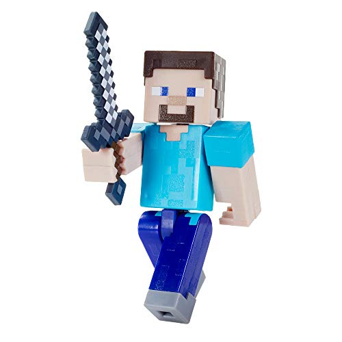 Minecraft Steve Figura articulada de juguete con cubos de papel para construir, regalo para niños +6 años (Mattel GTP13)