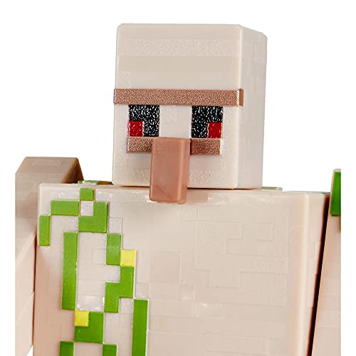 Minecraft Steve y Gólem de Hierro Figuras articuladas de juguete con accesorios, regalo para niños +6 años (Mattel GTP30)