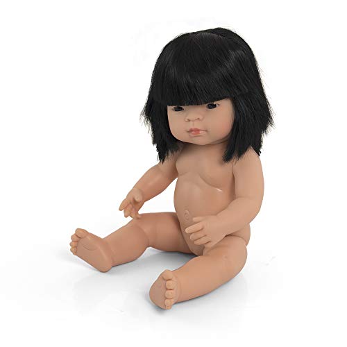 Miniland-Bebé Asiática Niña 38cm Muñeco, Color Real, (31056)