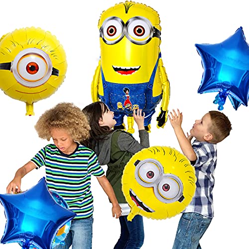 Minions Globos de papel de aluminio simyron 5 pcs Minions Party's Helium Balloons Decoraciones Cumpleaños de Fiesta para Niños Happy Birthday Party Supplies