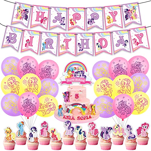 Miotlsy My little pony Decorazione Festa di Compleanno My little pony Party Balloons Supplies Palloncini e Decorazioni Torte per Toppers per Torta DIY Decorazioni