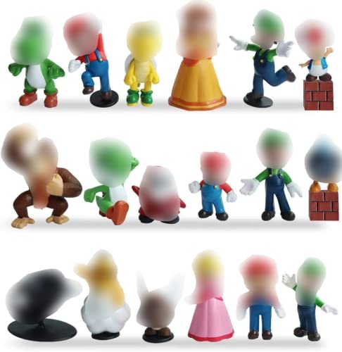 Miotlsy Super Mario Figures 18pcs / Set Super Mario Toys Figuras de Mario y Luigi Figuras de acción de Yoshi y Mario Bros Figuras de Juguete de PVC de Mario