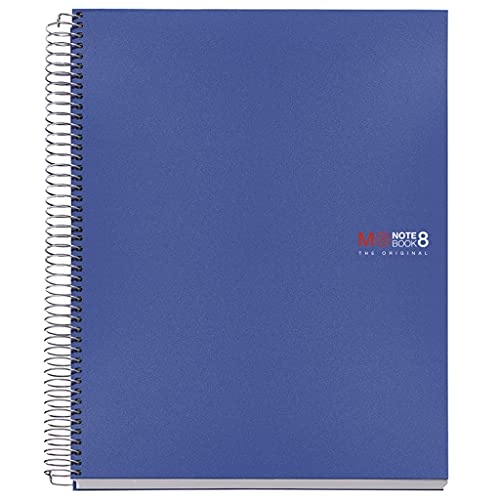 Miquelrius 42005 - Cuaderno A5, 200 hojas (franjas de 8 colores), cuadrícula 5 mm, tapa de polipropileno, color azul