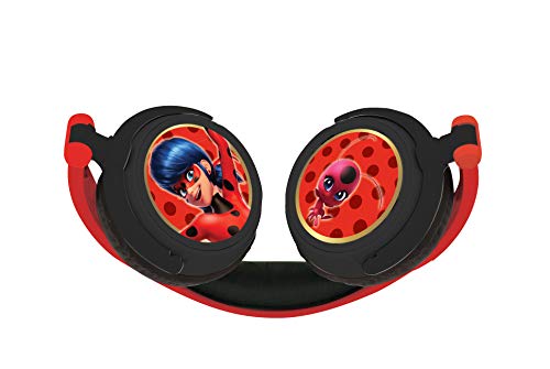 Miraculous Ladybug HP015MI, Auriculares Estéreo Plegables, con Cable, 18.1 x 16.1 x 7.4 cm, Rojo