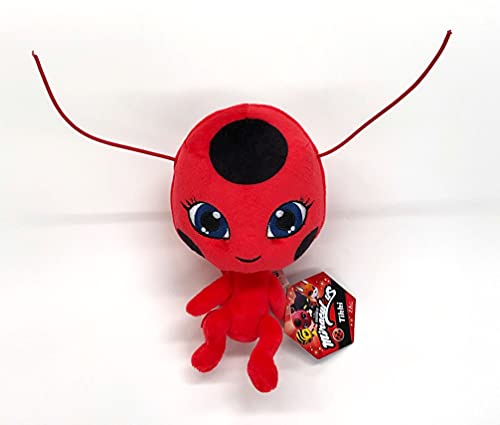 Miraculous P50691 Tales of Ladybug & Cat Noir-Mariquita Kwami Tikki - Peluche (15 cm), diseño de Mariquita