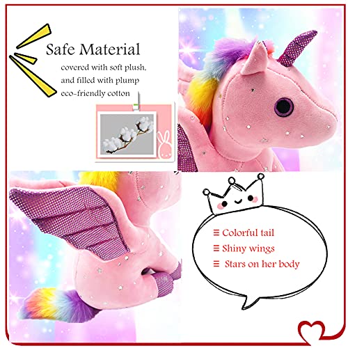 Mislaxy Unicornio de peluche de peluche Dazzle, regalo para niñas a partir de 3 años, 23 cm, color rosa