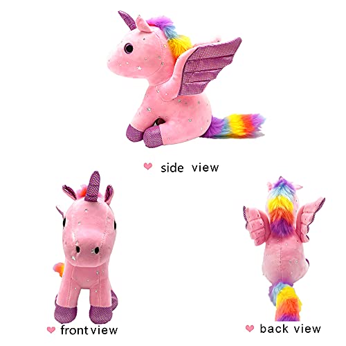 Mislaxy Unicornio de peluche de peluche Dazzle, regalo para niñas a partir de 3 años, 23 cm, color rosa