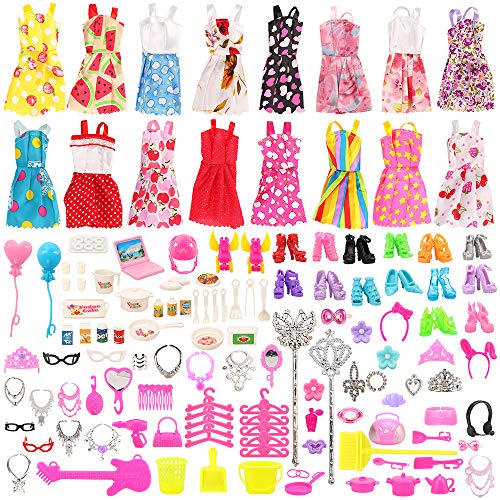 Miunana 123 Accesorios: 15 Vestidos + 108 Accesorios Seleccionado Al Azar Fashion para 11.5 Pulgada 30CM Muñeca