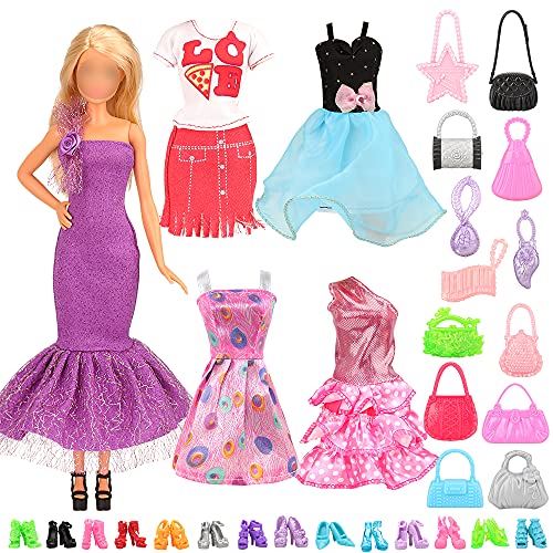 Miunana 26 Piezas para 11.5 Pulgadas 28 -30 CM Muñecas : Vehículo Coche + 5 Vestidos Ropas + 10 Bolsas + 10 PCS Zapatos (NO Incluye MUÑECA)