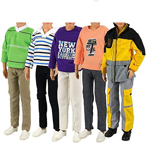 Miunana 3x Traje de Ropa Fashion con Camisa de Manga Larga + Pantalones Vestir Casual para Novio Príncipe 12 Pulgadas Muñeco - Selección Aleatoria