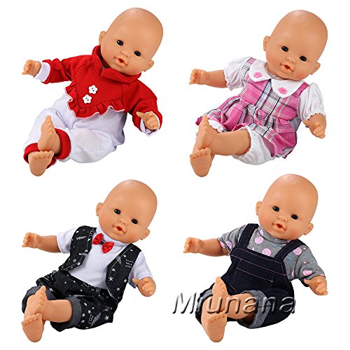 Miunana 4 Ropas Vestidos Fashion para 36 - 40 cm 14- 16 Pulgadas Muñeca Bebé (Muñeca no incluida)