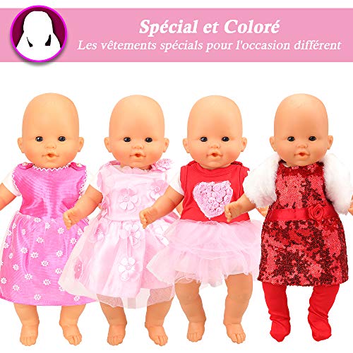 Miunana 4X Vestidos Verano Casual Ropas Fashion para 14- 16 Pulgadas (36-40cm) Muñeca bebé