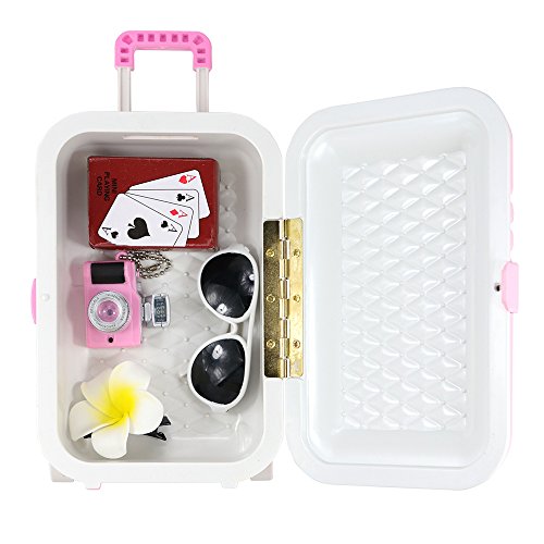 Miunana 5 Muñecas Fashion Accesorios con Viaje : 1 Maleta + 1 Horquilla + 1 Jugar de Cartas + 1 Cámara + 1 Gafas de Sol para 18 Pulgadas Meñeca 46 cm American Girl Doll