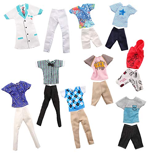 Miunana 5 Trajes Ropas + 2 PCS Zapatos para Ken Muñeca