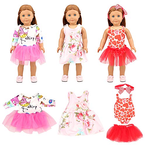 Miunana Ropas Vestidos para 16-18 Pulgadas Muñeca 42-46 cm American Girl Dolls (6 Vestidos)