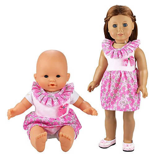 Miunana Vestidos Muñecas Verano Casual Ropas Fashion para 14- 18 Pulgadas Muñeca bebé 35 -45 cm Doll 18 Pulgadas American Girl Doll (5x Vestidos Muñeca)