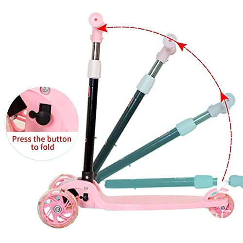 MJJCY Scooters de pies para niños de 3 Ruedas Kick Scooter LED Shine Balance Bike Ajustable Altura Skateboard Scooter para niños/niñas (Color : Without Led Light)