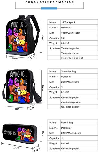 Mochila Among us werewolf espacio, tres piezas, ideal para escuela, mochila, bolsa bandolera y estuche con diseño de juego dibujos animados, Estilo 3, large