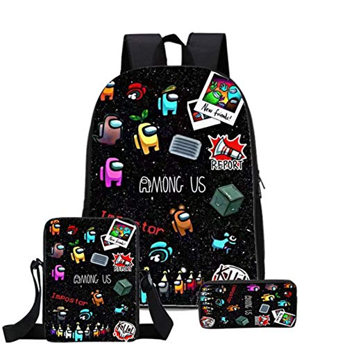 Mochila Among us werewolf espacio, tres piezas, ideal para escuela, mochila, bolsa bandolera y estuche con diseño de juego dibujos animados, Estilo 3, large